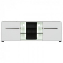 Kit Furniture Juliette Mobile TV, 2 Ante Battenti, 1 Vano Giorno, 2 Ripiani, 150x41,5x49,5 cm, Bianco Opaco e Lucido