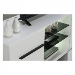 Kit Furniture Juliette Mobile TV, 2 Ante Battenti, 1 Vano Giorno, 2 Ripiani, 150x41,5x49,5 cm, Bianco Opaco e Lucido