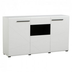 Kit Furniture Juliette Mobile TV, 3 Ante Battenti, 1 Cassetto, 1 Vano Giorno, 4 Ripiani, 173x41,5x96,5 cm, Bianco Opaco e Lucido