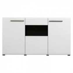 Kit Furniture Juliette Mobile TV, 3 Ante Battenti, 1 Cassetto, 1 Vano Giorno, 4 Ripiani, 173x41,5x96,5 cm, Bianco Opaco e Lucido