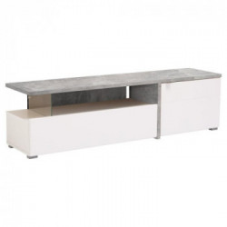 Kit Furniture Amelie Mobile TV, 1 Anta Battente, 1 Anta Ribalta, 1 Vano Giorno, 160,5x40x44,5 cm, Bianco Opaco e Cemento
