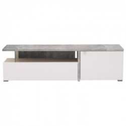 Kit Furniture Amelie Mobile TV, 1 Anta Battente, 1 Anta Ribalta, 1 Vano Giorno, 160,5x40x44,5 cm, Bianco Opaco e Cemento