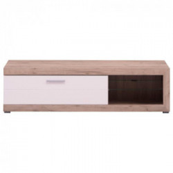 Kit Furniture Emily Mobile TV, 1 Anta Ribalta, 1 Vano Giorno, 1 Ripiano, 181x45,5x43,5 cm, Rovere e Bianco Lucido