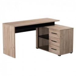 Kit Furniture Norway Scrivania, 3 Cassetto, 1 Vano, 137,5x101x,5x75 cm, Colore Rovere e Nero Opaco
