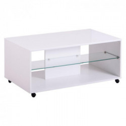 Kit Furniture Italy, Tavolino Mobile TV, con Ruote, 1 Ripiano, 101x60x45 cm, Bianco Opaco