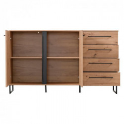 Kit Furniture Denmark Cassettiera, 2 Ante Battenti, 4 Cassetti, Rovere Anticato e Nero