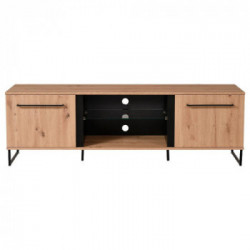 Kit Furniture Spain Mobile TV, 2 Ante Battenti, 1 Vano Giorno, 1 Ripiano, 170x41,5x41,5 cm, Rovere Anticato e Nero