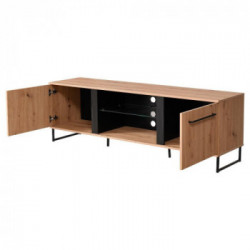 Kit Furniture Spain Mobile TV, 2 Ante Battenti, 1 Vano Giorno, 1 Ripiano, 170x41,5x41,5 cm, Rovere Anticato e Nero