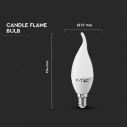 V-TAC PRO Lampadina LED Chip Samsung E14 5,5W Candela a Fiamma 6400K