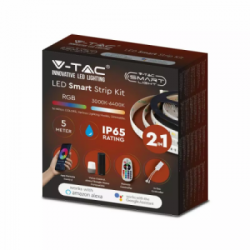 V-TAC Kit per Strip LED SMD5050 4W/m 54LED/m RGB e 3in1 5 metri 12V Con Controllo Wifi Compatibile con Google Assistent e Amazon