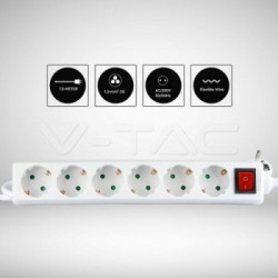 V-TAC VT-1115 prolunghe e multiple 1,5 m 5 presa(e) AC Interno Bianco