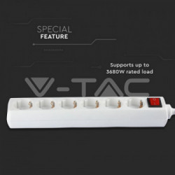 V-TAC VT-1115 prolunghe e multiple 1,5 m 5 presa(e) AC Interno Bianco