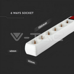 V-TAC VT-1115 prolunghe e multiple 1,5 m 5 presa(e) AC Interno Bianco