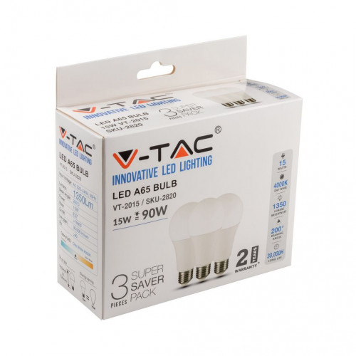 LED Bulb - 15W E27 A60 Thermoplastic 4000K (Box...