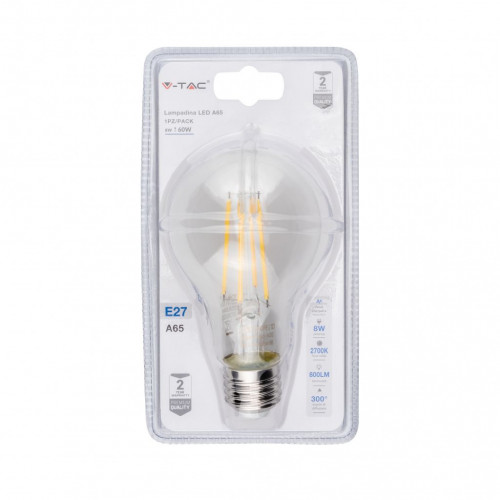 Lampadina LED E27 8W A67 Filamento 2700K...