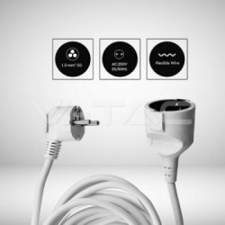 V-TAC VT-3001 prolunghe e multiple 5 m 1 presa(e) AC Interno/esterno Bianco