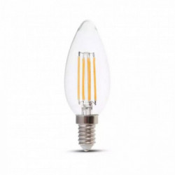 LED Bulb - 6W Filament E14 Clear Cover Candle 3000K 130LM/W