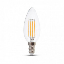 LED Bulb - 6W Filament E14 Clear Cover Candle 4000K 130LM/W