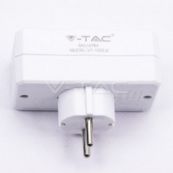 V-TAC VT-1005 adattatore per presa di corrente Tipo F Tipo C (spina europea) + Tipo F Bianco