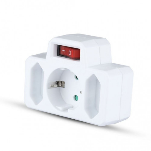 3 Outlet Power Adapter With Earth Contact And...