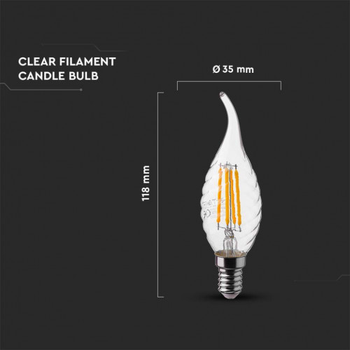 V-TAC Lampadina LED E14 4W 100LM/W Candela a...