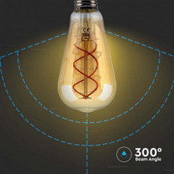 V-TAC Lampadina LED E27 5W ST64 Filamento Ambrato 1800K