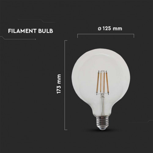 V-TAC Lampadina LED E27 12,5W G125 Filamento 4000K