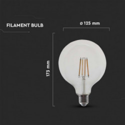 V-TAC Lampadina LED E27 12,5W G125 Filamento 4000K