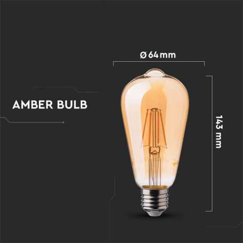 V-TAC Lampadina LED E27 6W ST64 Filamento...