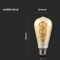 V-TAC Lampadina LED E27 5W ST64 Filamento Ambrato 1800K Dimmerabile