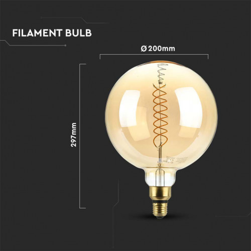 V-TAC Lampadina LED E27 8W G200 Filamento 1800K...