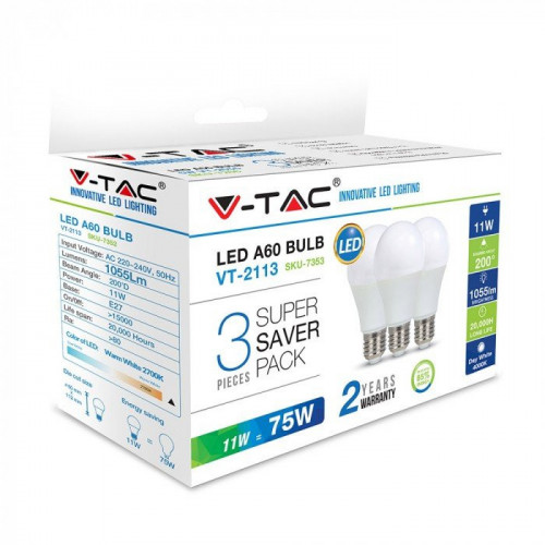 V-TAC Lampadina LED E27 11W 100LM/W A60 2700K...