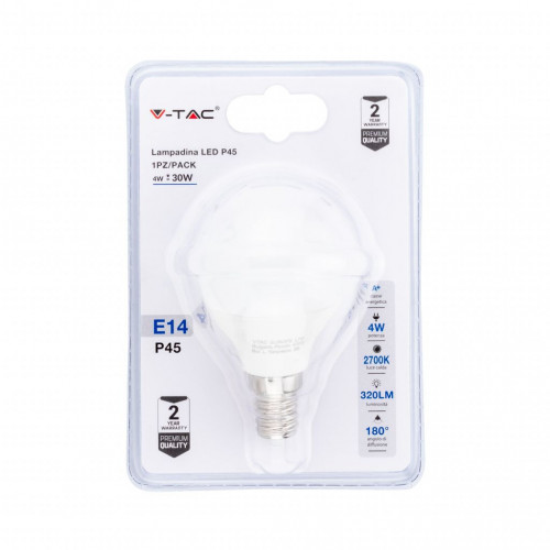 Lampadina LED 4W E14 P45 2700K (Blister 1 pezzo)