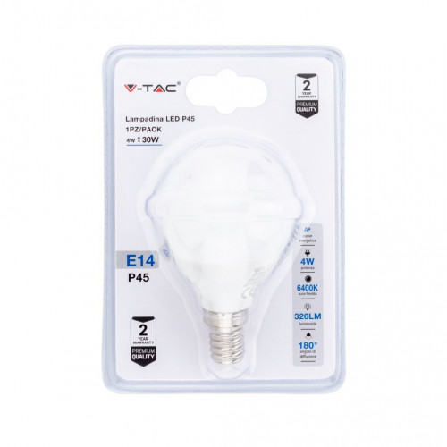 Lampadina LED 4W E14 P45 6400K (Blister 1 pezzo)
