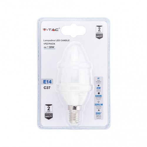 Lampadina LED 4W E14 Candela 6400K (Blister 1...