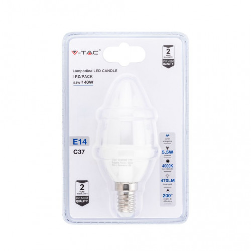 Lampadina LED 5.5W E14 Candela 4000K (Blister 1...