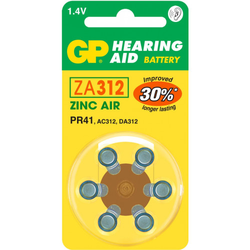 GP Batteries Hearing Aid ZA312 Batteria monouso...