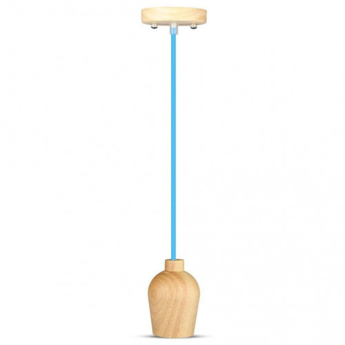 Wooden Pendant Light Blue Wire