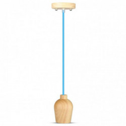 Wooden Pendant Light Blue Wire