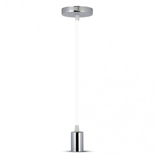 Chrome Metal Cup Pendant Light White