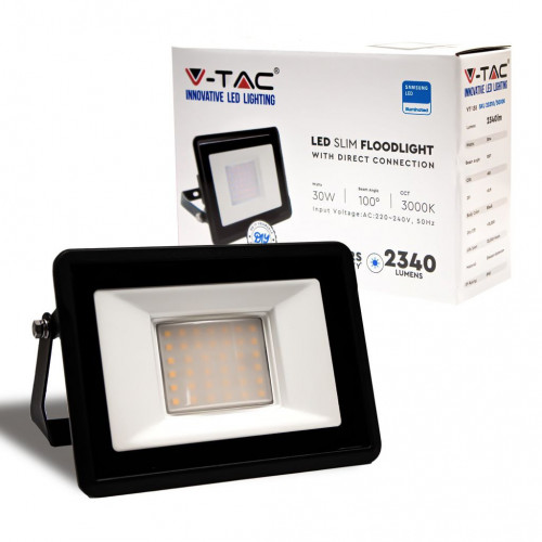 30W LED Floodlight SAMSUNG CHIP Black Body 3000K