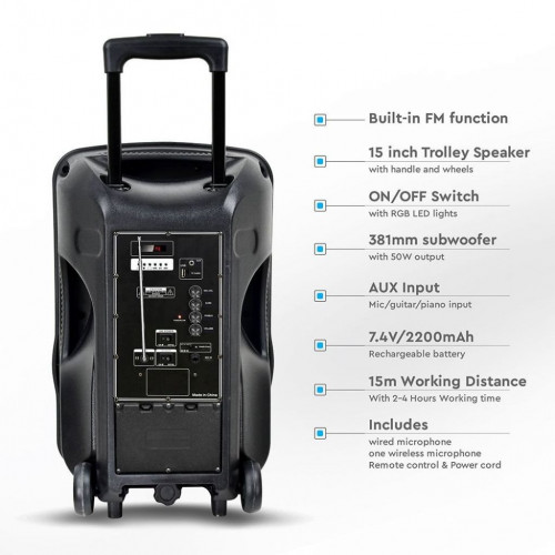 50W Rechargeable Trolley Speaker With One...