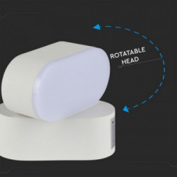 V-TAC Lampada LED da Muro Ovale 6W 110LM/W Colore Bianco con Testa Ruotabile 3000K IP65