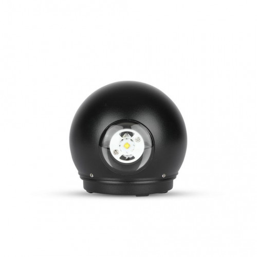 6W LED Wall Light Black Body Round IP65 3000K
