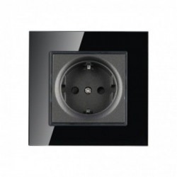 EU Socket 16A Glass Panel Black