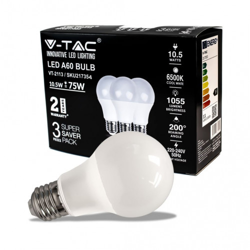 V-TAC Lampadina LED E27 10,5W 100LM/W A60 6500K...