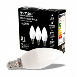 LED Bulb - 4.5W E14 Candle 4000K 3 PCS/Blister