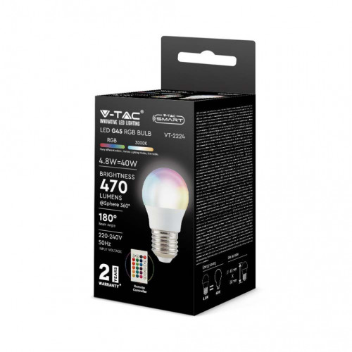 V-TAC Lampadina LED E27 4,8W G45 RF Controller...