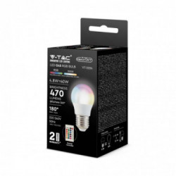 V-TAC Lampadina LED E27 4,8W G45 RF Controller con Telecomando 24 Tasti RGB + 3000K Dimmerabile