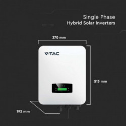 V-TAC Inverter Fotovoltaico Monofase Ibrido On-Grid / Off-Grid 6KW con Display LCD, Smart Meter e Accessori Inclusi Garanzia 5 A